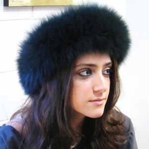 Genuine Fox Fur Headband Forest Green NEW